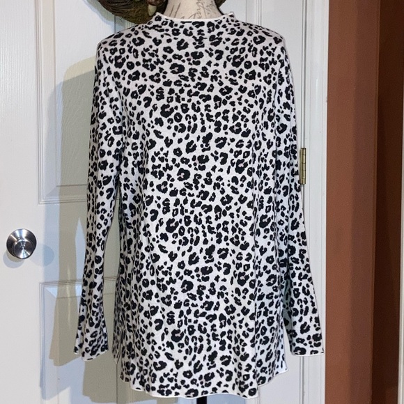 NWT Loft Animal Print Cotton Sweater Sz XLarge White Black - Picture 6 of 8